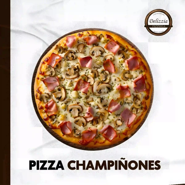 Pizza de Champiñones, Delizzia Pizzeria, dirección: Antonio Cordero 9-84 y, Ibarra 100108, teléfono: 0998758768